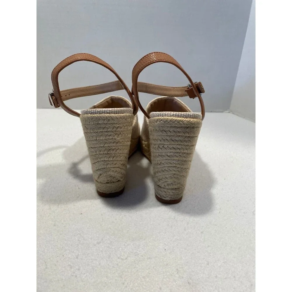 Witchery Juliet Espadrille Wedge Heel Sandals 40 US‎ 9.5 Cream Tan Ankle Strap
